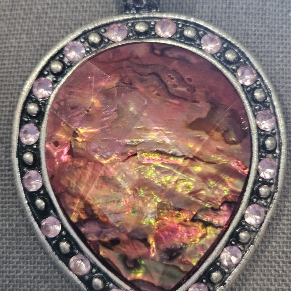 Laura Ashley Silver Necklace with Pink Gemstone Pendant - Picture 4 of 11